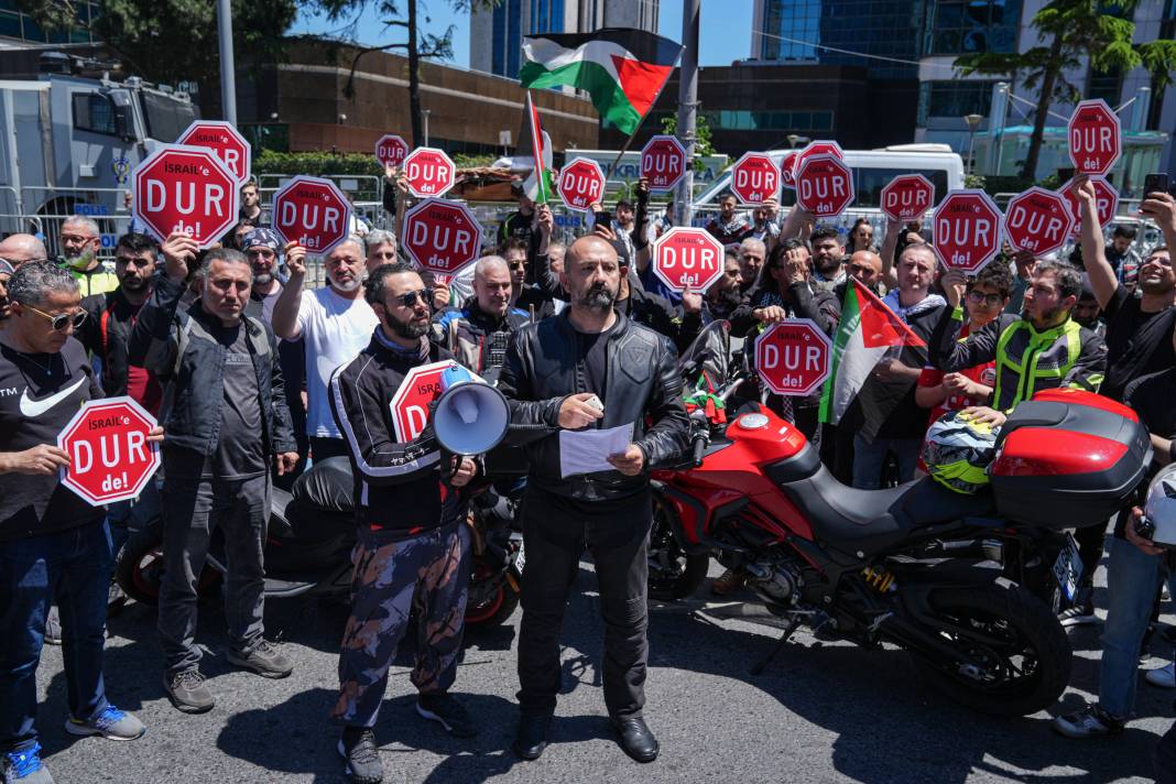 Motosikletlilerden İsrail Başkonsolosluğu önünde ‘soykırım’ protestosu 5